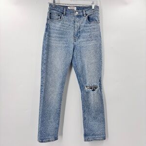 Reformation High Rise Straight Leg Ankle Jeans Distressed Size 27